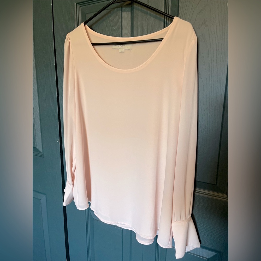 LOFT WOMENS PINK BLOUSE SHIRT TOP LARGE LONG SLERVR